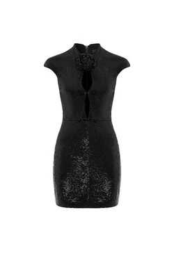 Rasario-Sequinned-Flower-Embellished-Mini-Dress Rasario Sequinned Flower Embellished Mini Dress