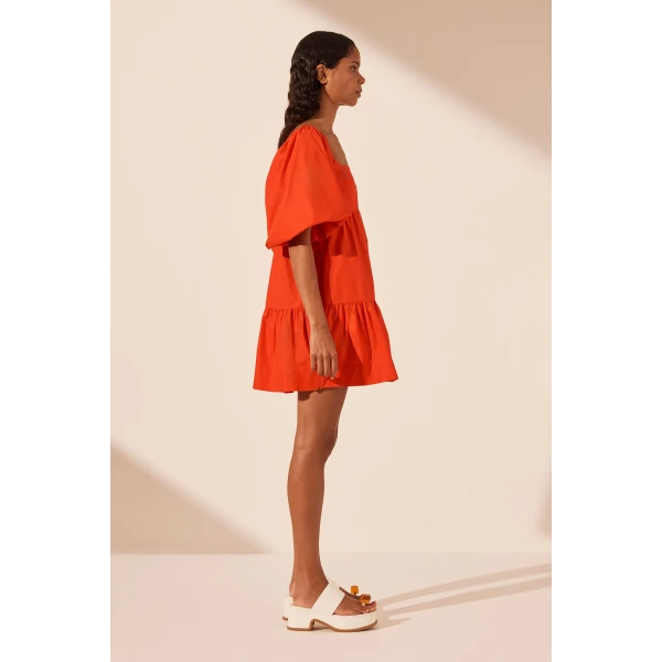 Shona Joy Amada Square Neck Tiered Mini Dress - Hibiscus