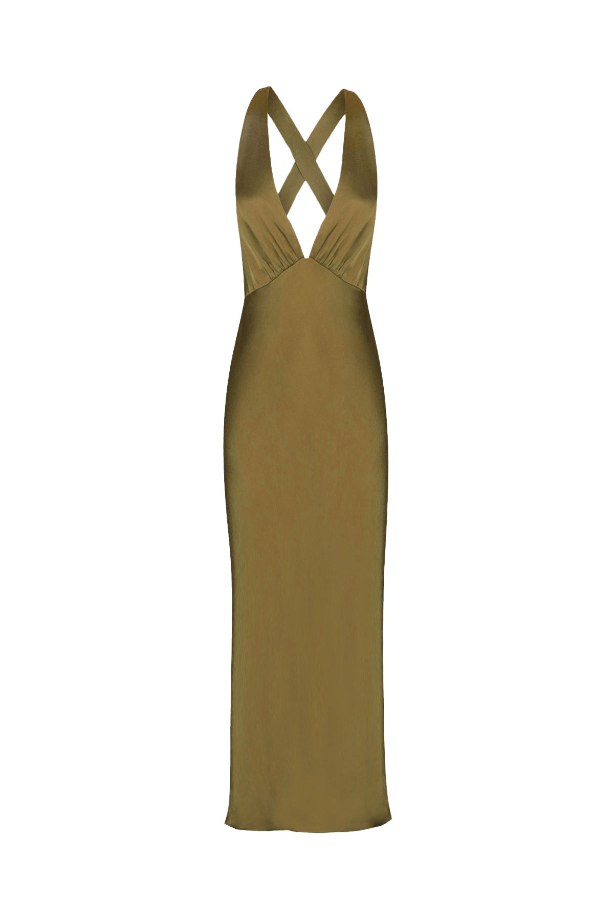 Shona Joy Arienzo Plunged Cross Back Midi Dress – Green Olive