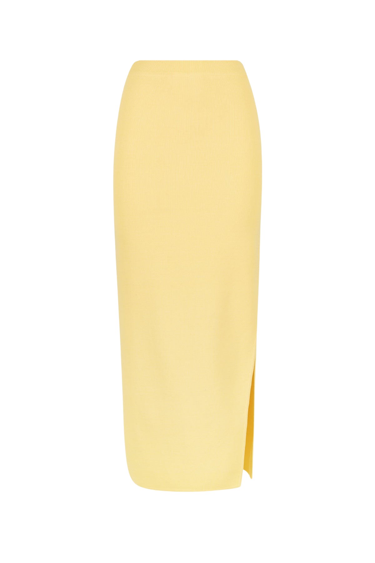 Shona Joy Basic Midi Skirt With Split Lemon15778 nobg
