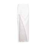 Shona Joy Blanc Linen Ruched Drawstring Midi Skirt11420 nobg