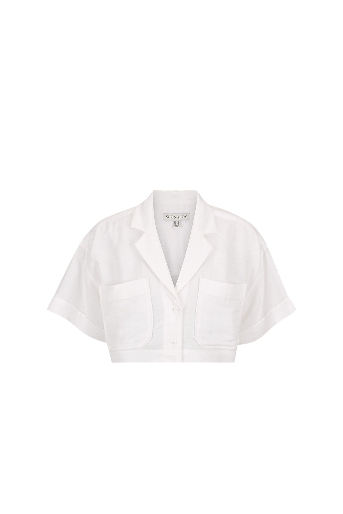 Shona Joy Blanc Linen Short Sleeve Crop Shirt