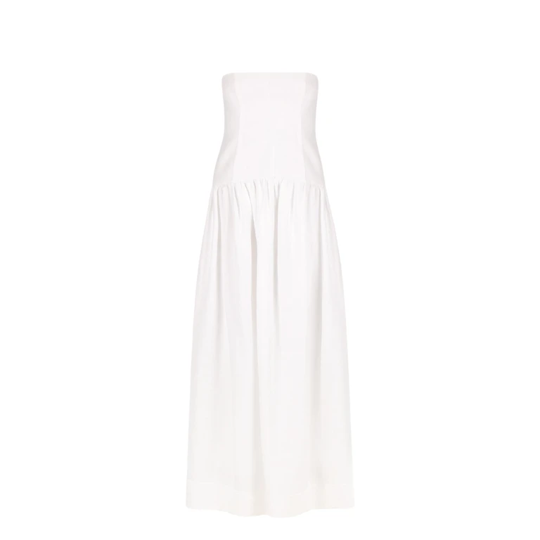 Shona Joy Blanc Linen Strapless Panelled Maxi Dress86160 nobg