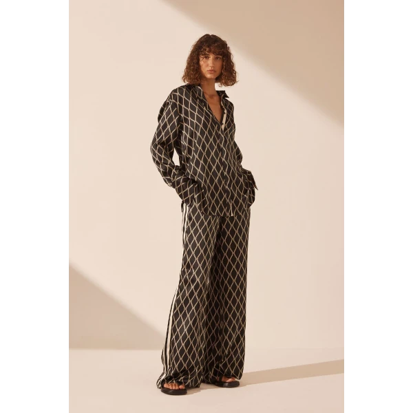 Shona Joy Corde Silk Contrast Relaxed Shirt