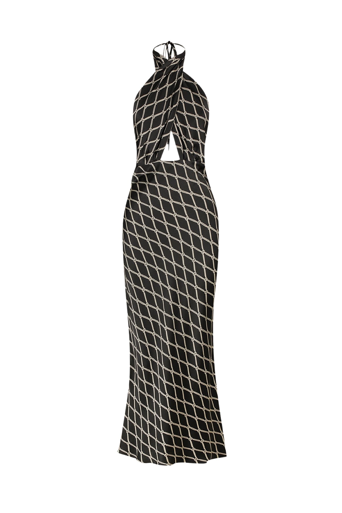 Shona Joy Corde Silk Cross Front Halter Midi Dress