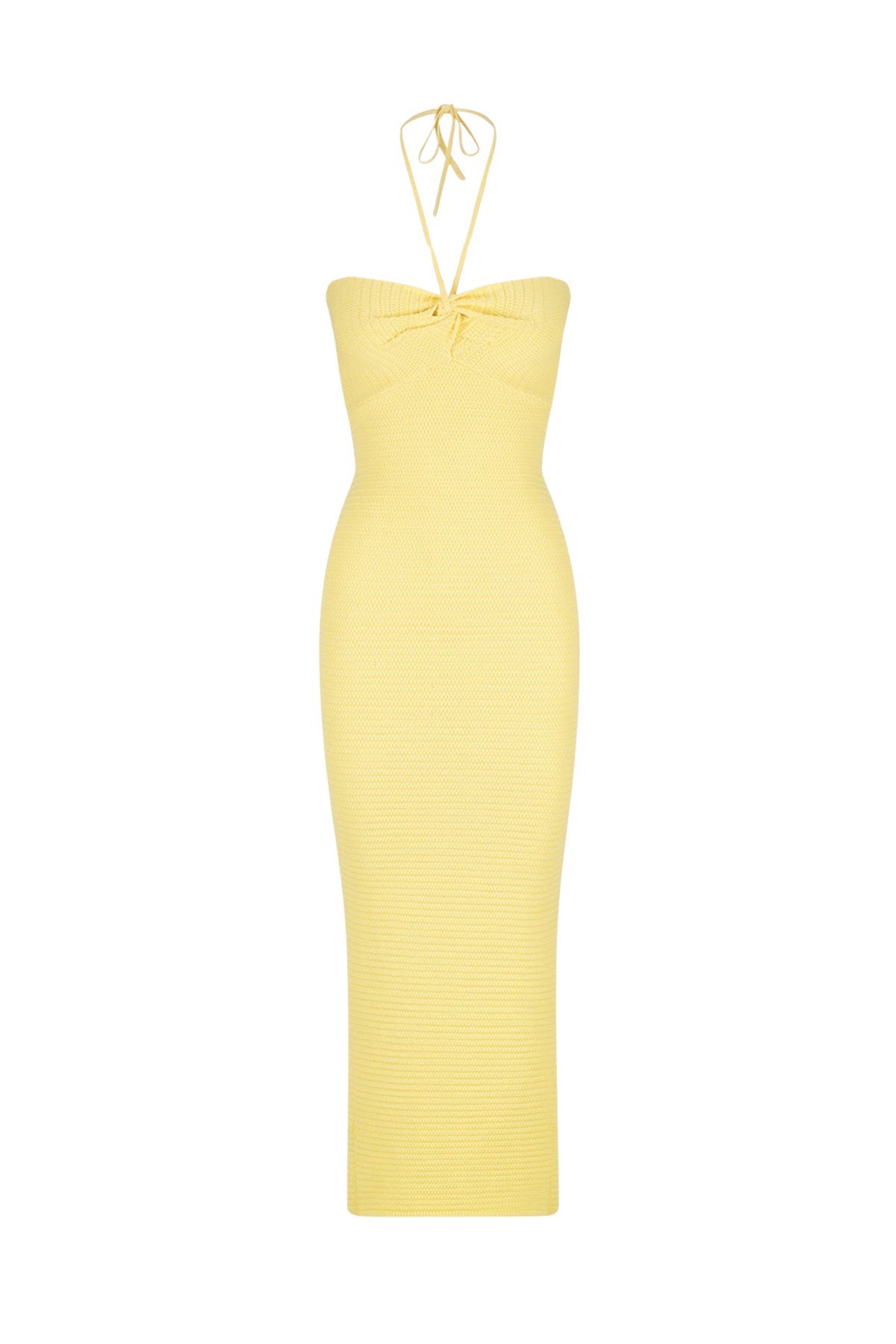 Shona Joy Eve Twist Front Halter Midi Dress – Lemon