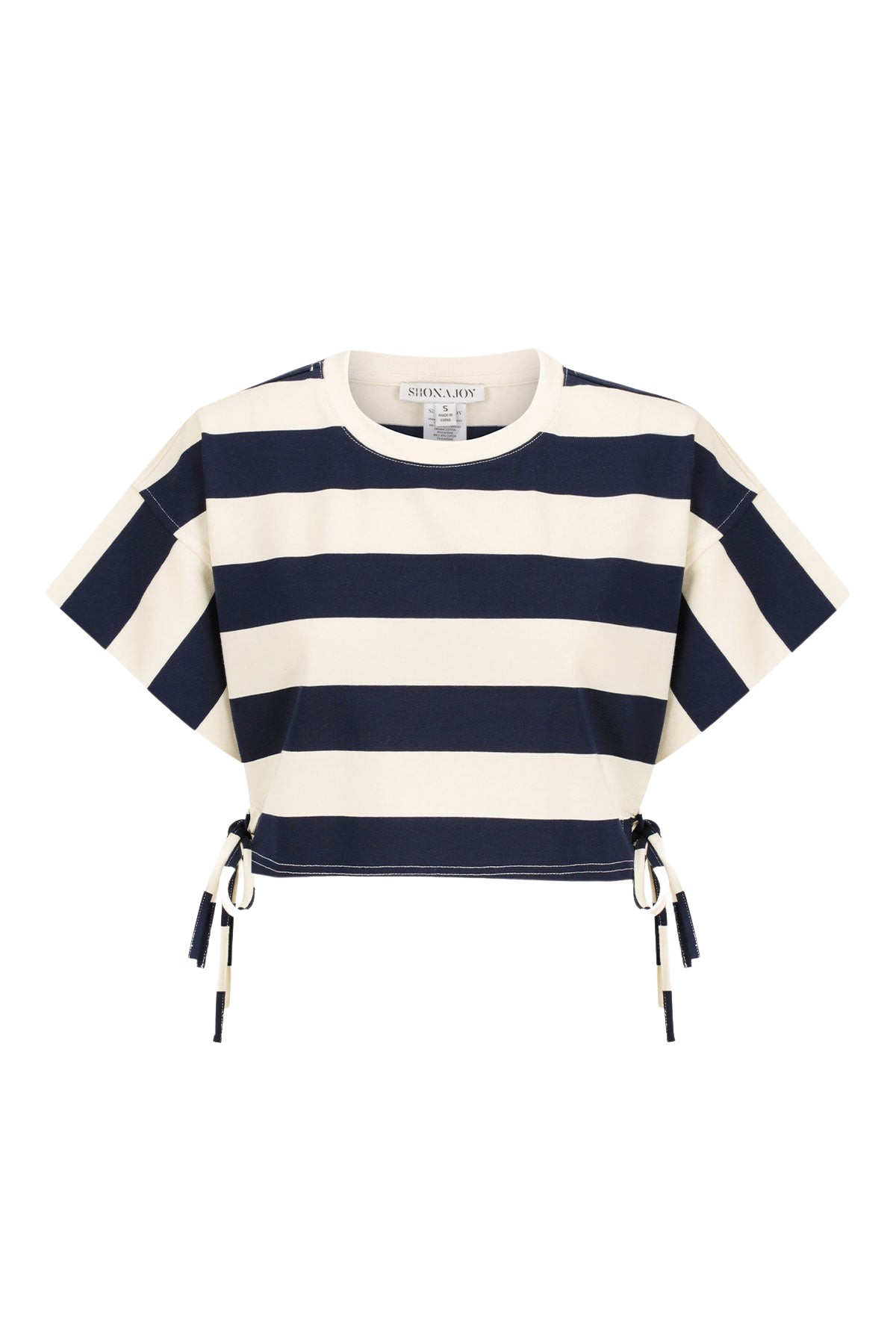 Shona Joy Gia Cropped Tee – Navy/Cream Top