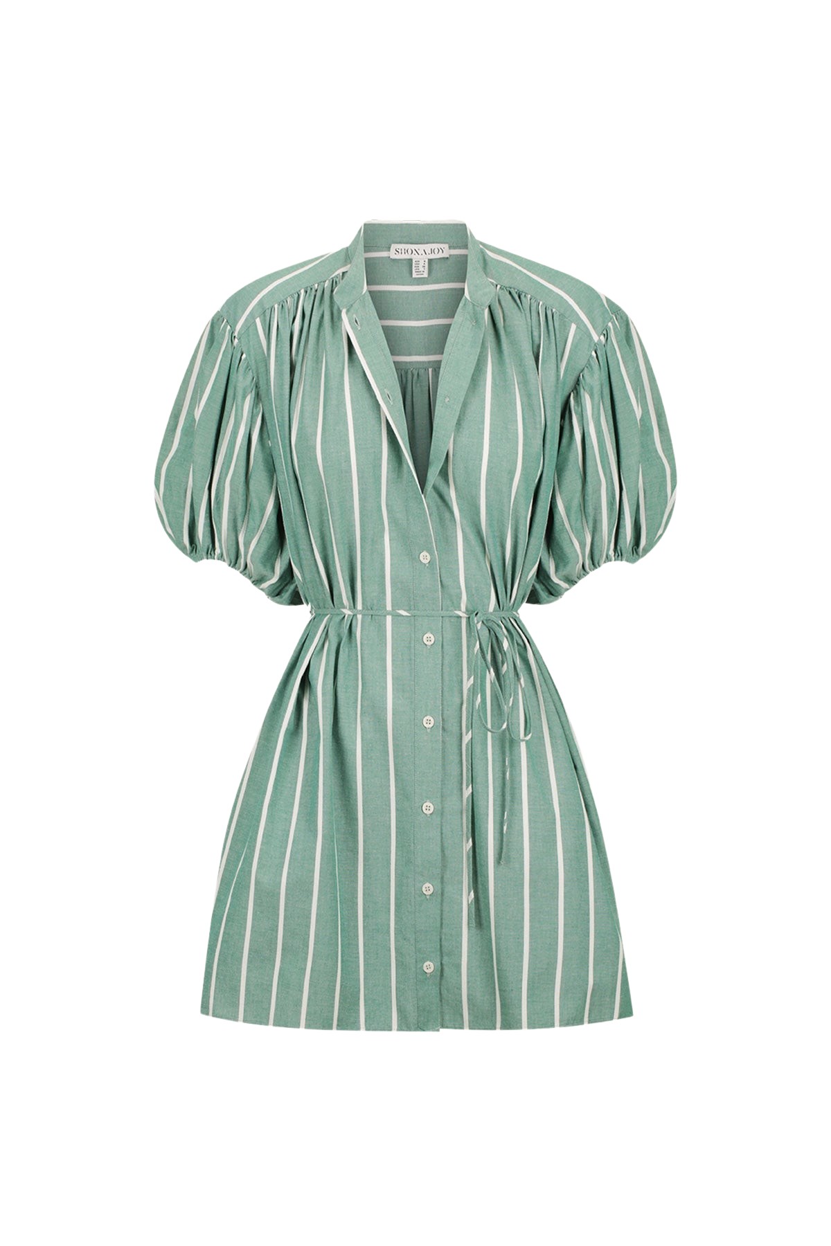 Shona Joy Kimberly Short Sleeve Mini Dress – Antique Green/ Ivory