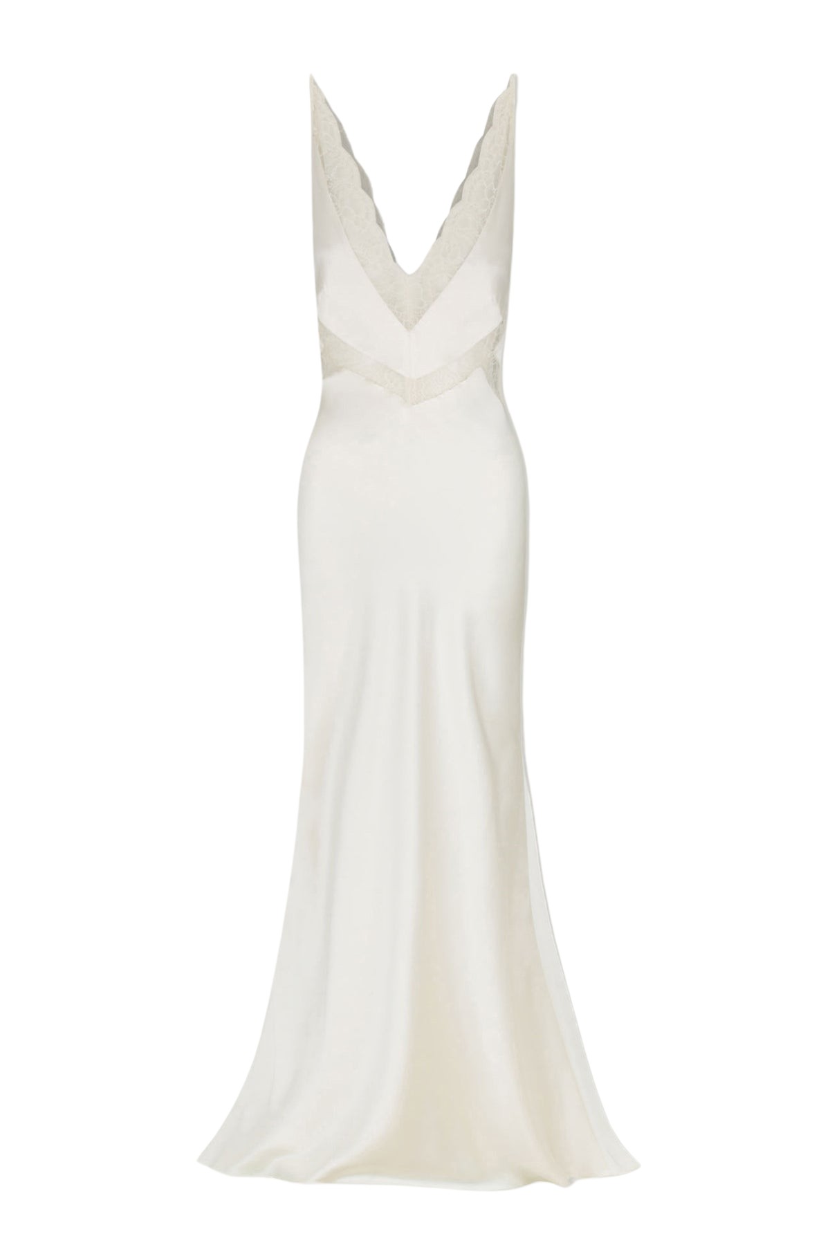 Shona Joy La Lune Cumulus Silk Plunged Lace Maxi Dress – Ivory