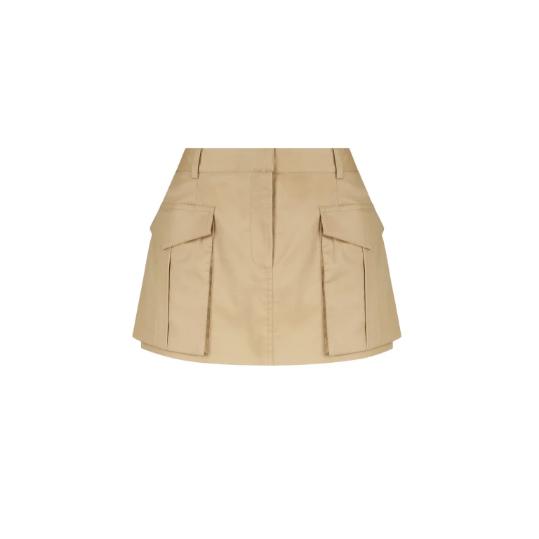 Shona Joy Sabato Low Rise Utility Micro Mini Skirt Tan22951 nobg