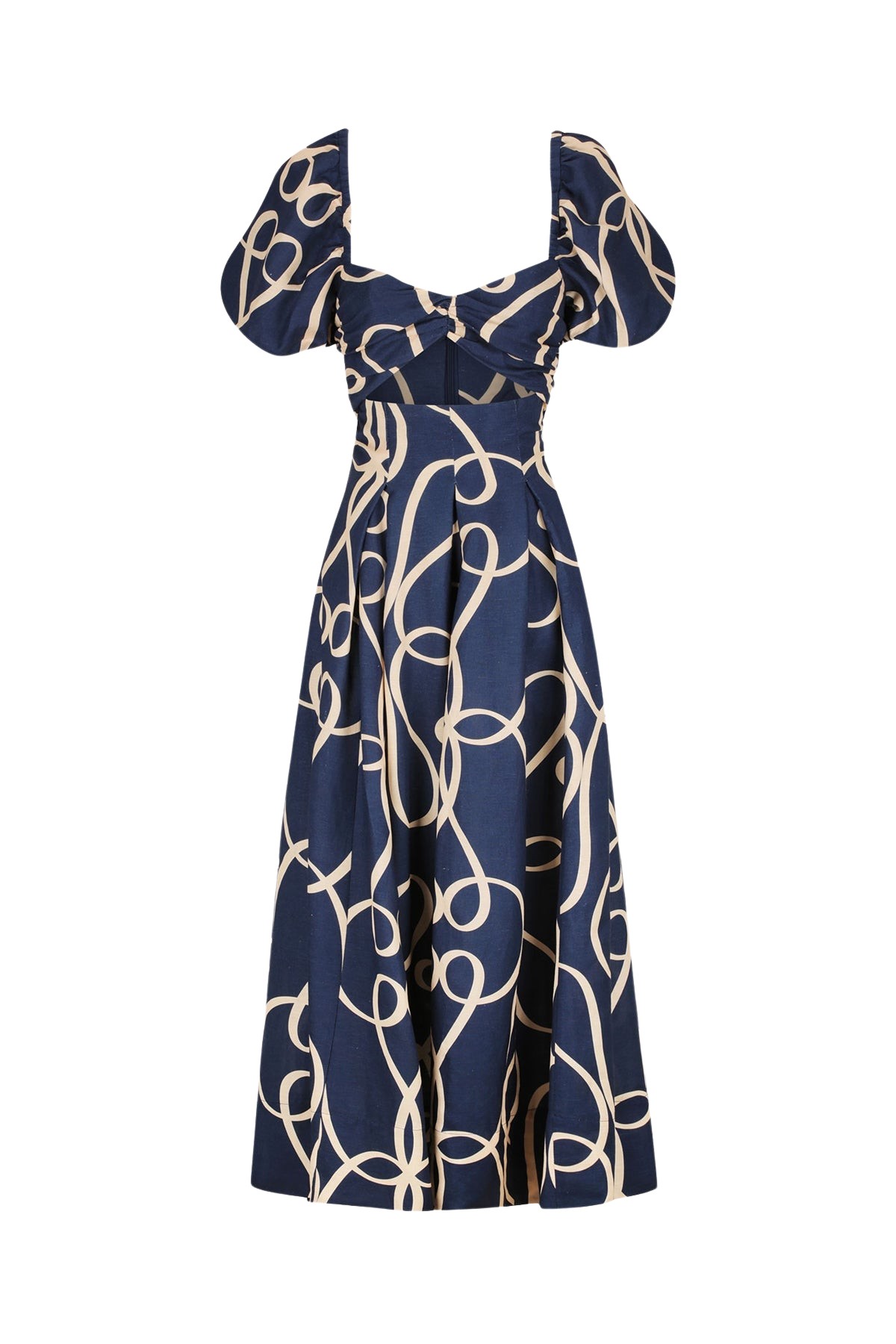 Shona Joy Vivaro Linen Short Sleeve Cut Out Midi Dress
