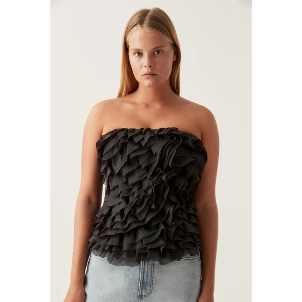 Charmed Rosette Ruffle Bustier