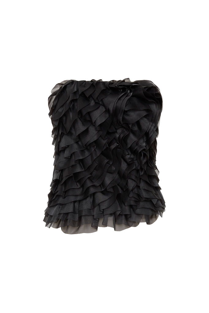 Aje Charmed Rosette Ruffle Bustier Top
