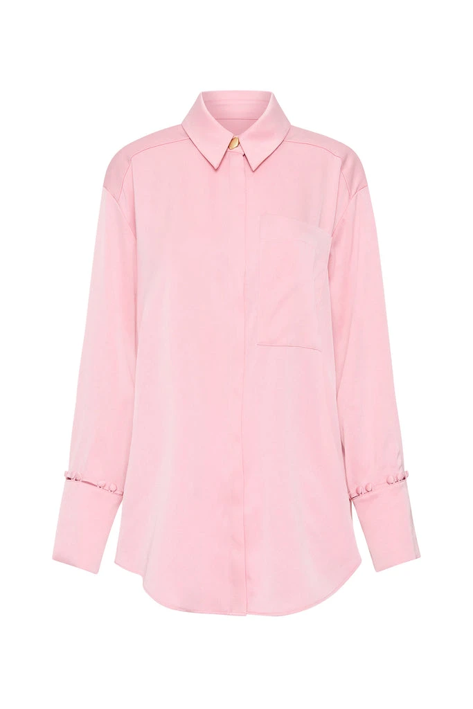 Aje-Riddle-Buttoned-Crepe-Shirt Aje Pink Tops