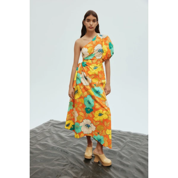 Alemais Piato One Shoulder Midi Dress