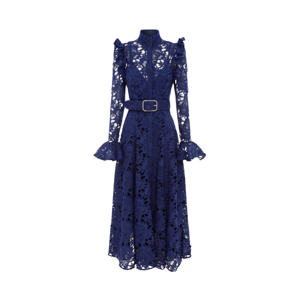 Leo Lin Aliyah Lace Butterfly Sleeve Midi Dress Oxford Blue74074 nobg