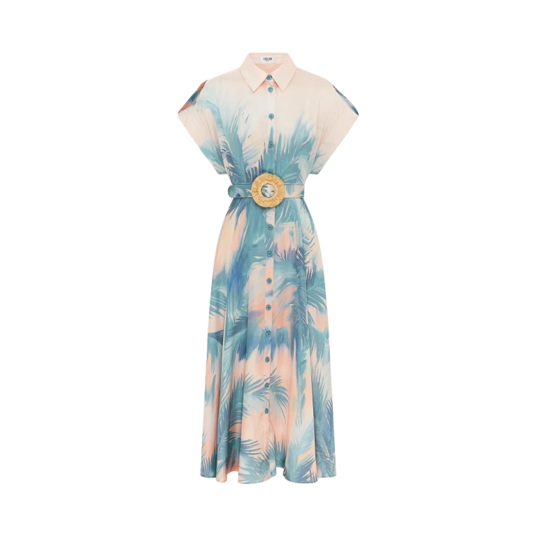 Leo Lin Anita Pocket Shirt Midi Dress Dreamscape Print72976 nobg