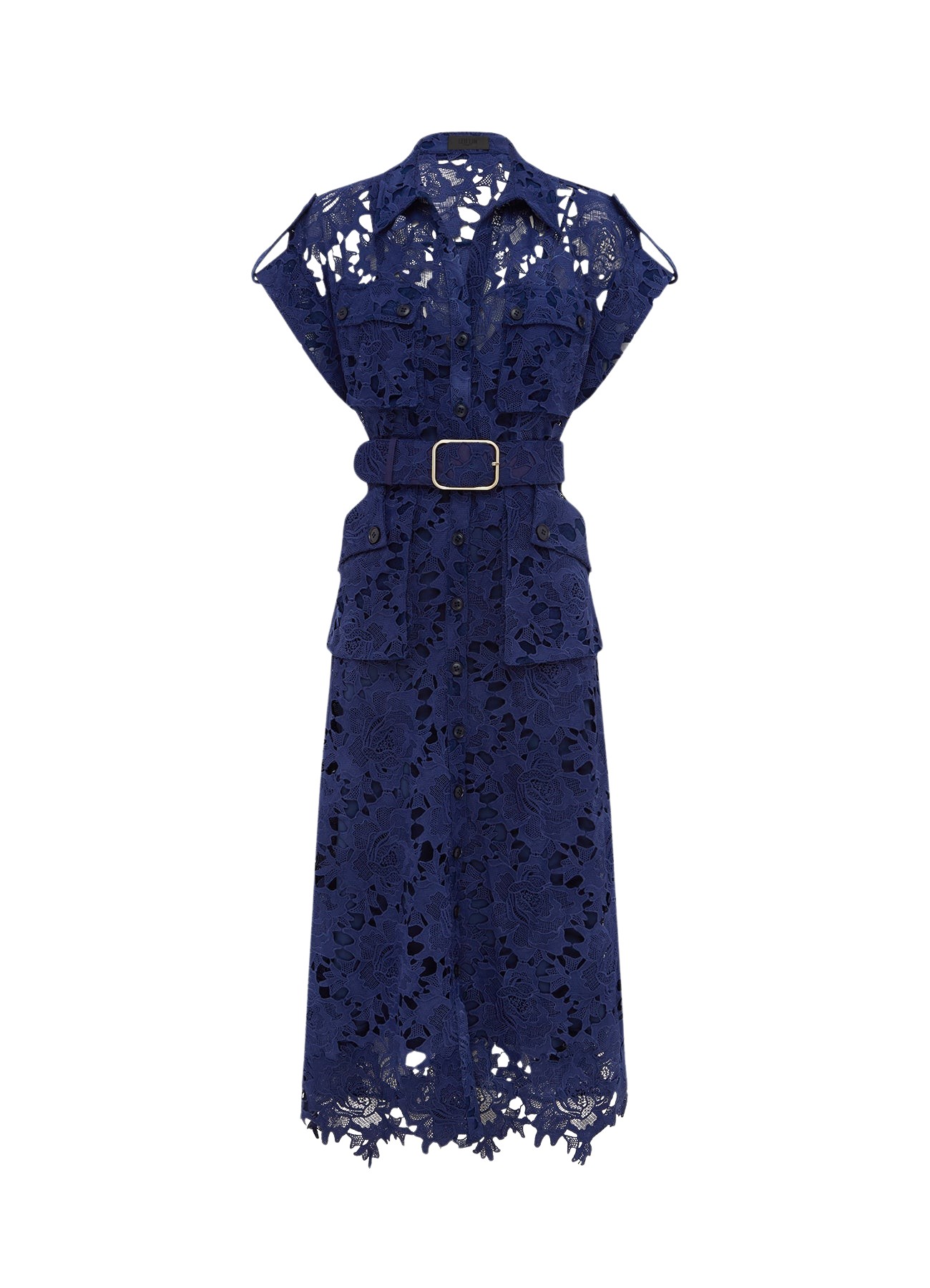 Leo Lin Audrey Lace Pocket Shirt Midi Dress – Oxford Blue