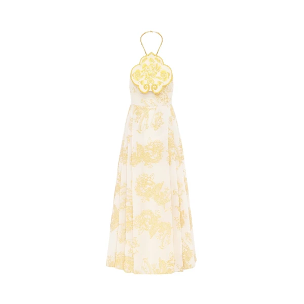 Leo Lin Meng Halterneck Embroidered Maxi Dress Imperial Print61931 nobg