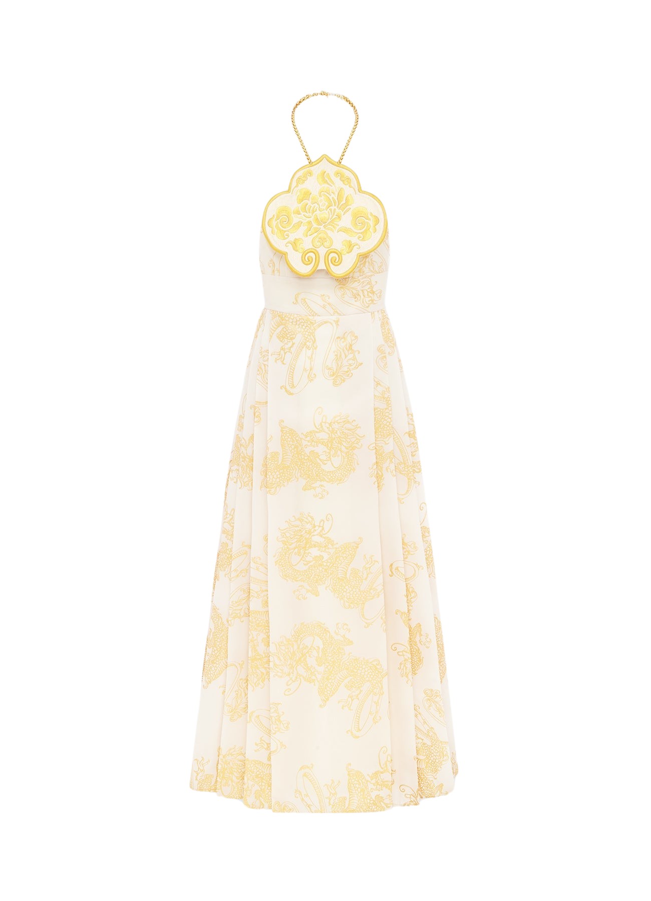 Leo Lin Meng Halterneck Embroidered Maxi Dress – Imperial Print
