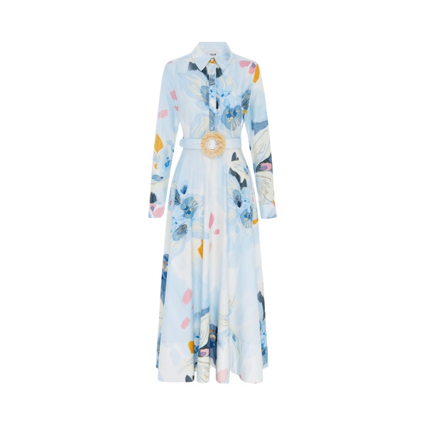Leo Lin Zara Shirt Midi Dress Tranquility Print70982 nobg