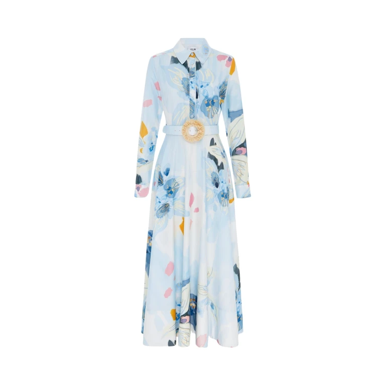 Leo Lin Zara Shirt Midi Dress Tranquility Print70982 nobg