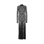 Rotate Birger Christensen Lace Maxi Train Dress Black70097 nobg