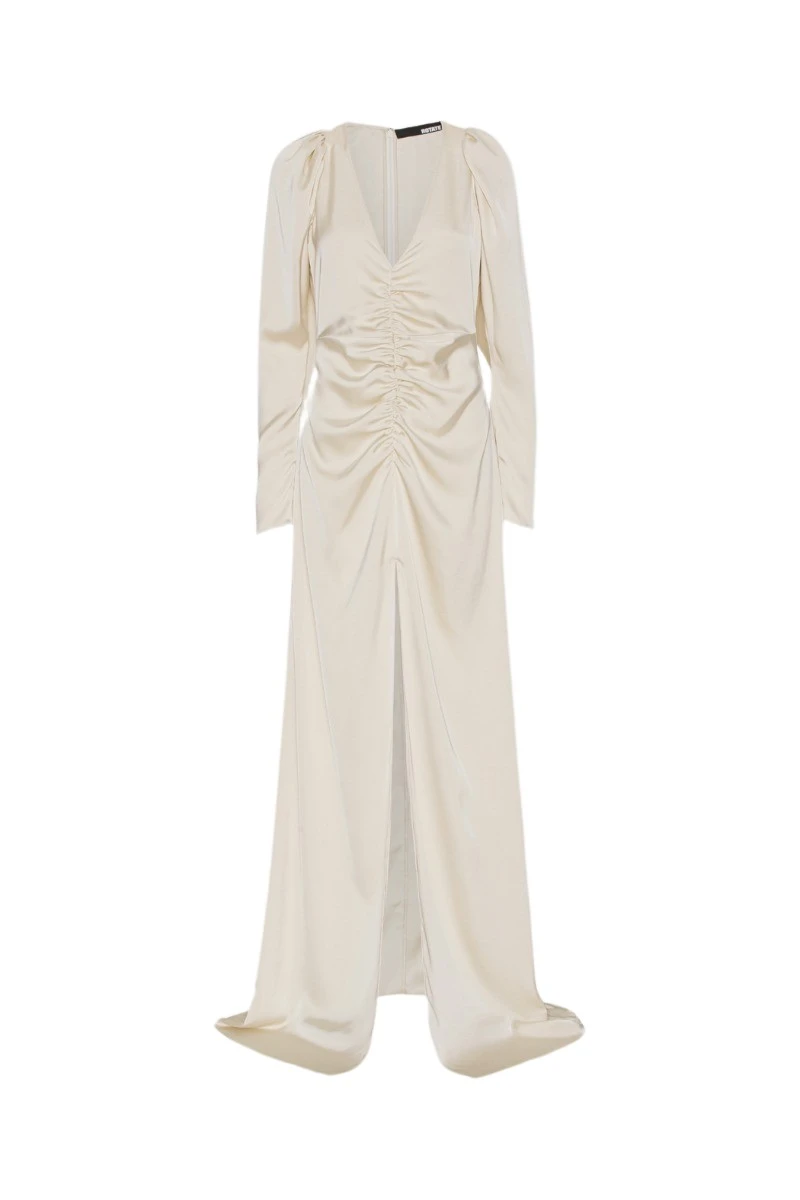 Rotate Birger Christensen Sateen Maxi V Neck Dress Egret26418 nobg Rotate Birger Christensen Sateen Maxi V Neck Dress Egret26418 nobg