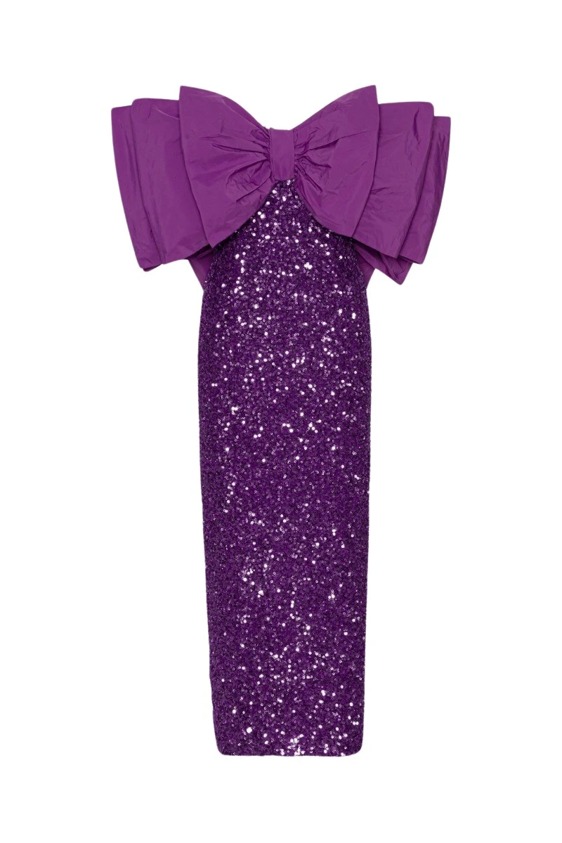 Rotate Birger Christensen Sequins Bow Midi Dress Purple34051 nobg Rotate Birger Christensen Sequins Bow Midi Dress Purple34051 nobg