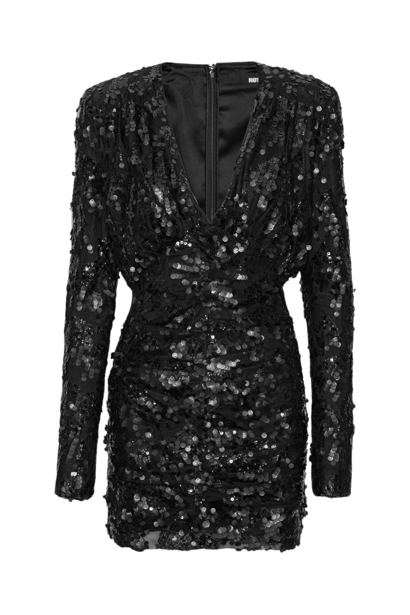 Rotate Birger Christensen Sequins V Neck Mini Dress Black81758 nobg Rotate Birger Christensen Sequins V Neck Mini Dress Black81758 nobg