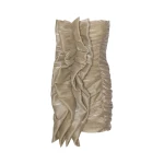Rotate Birger Christensen Small Plisse Ruched Dress Beige13349 nobg