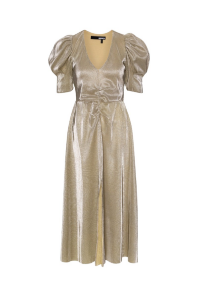 Rotate Birger Christensen Small Plisse Slit Dress Beige83921 nobg