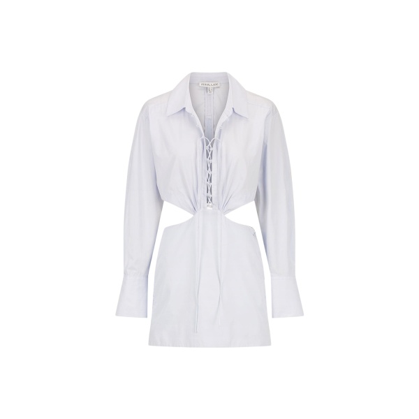 Shona Joy Amada Lace Up Cut Out Shirt Mini Dress Ice Blue94278 nobg