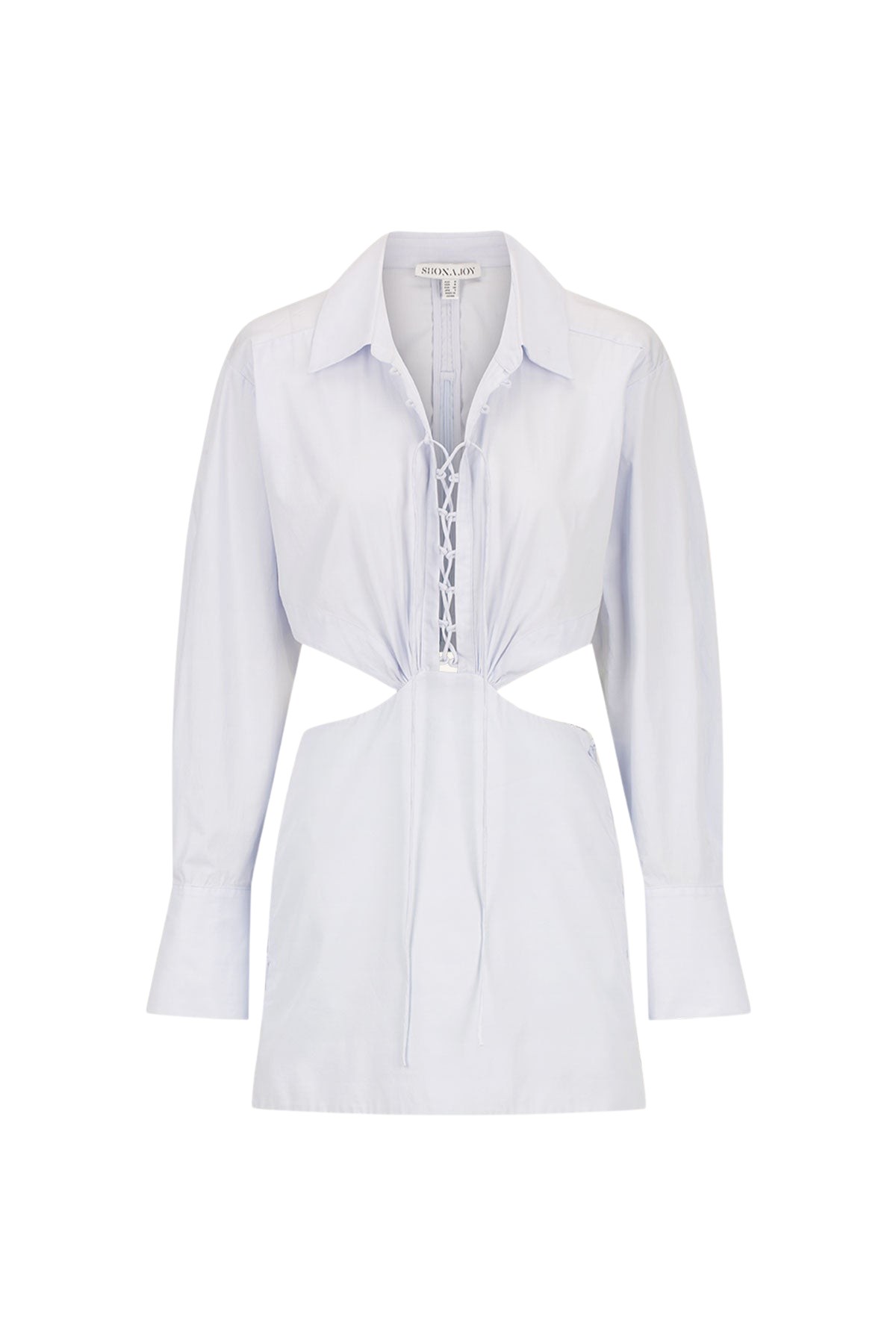 Shona Joy Amada Lace Up Cut Out Shirt Mini Dress – Ice Blue