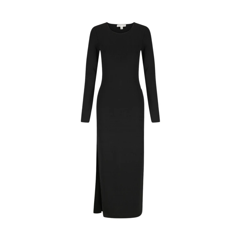 Shona Joy Basic Long Sleeve Open Back Midi Dress Black35731 nobg