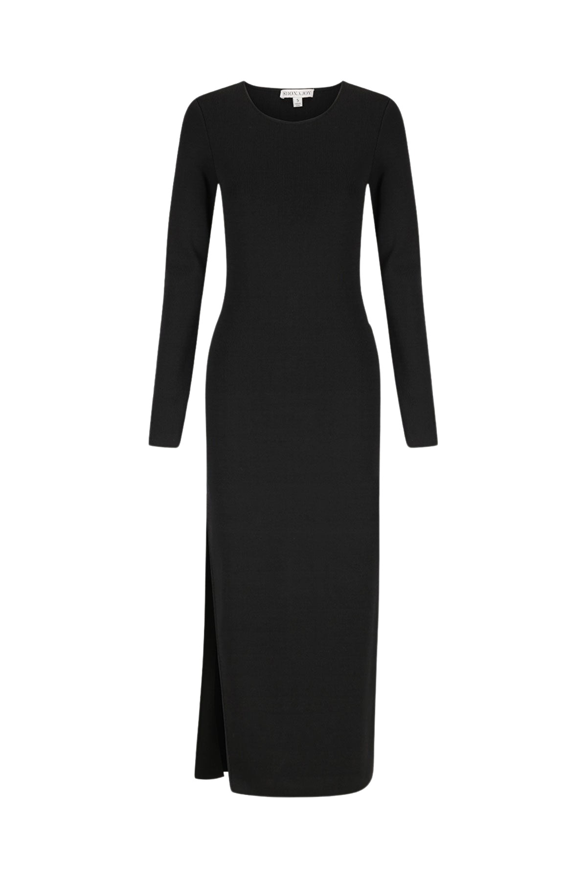Shona Joy Basic Long Sleeve Open Back Midi Dress – Black