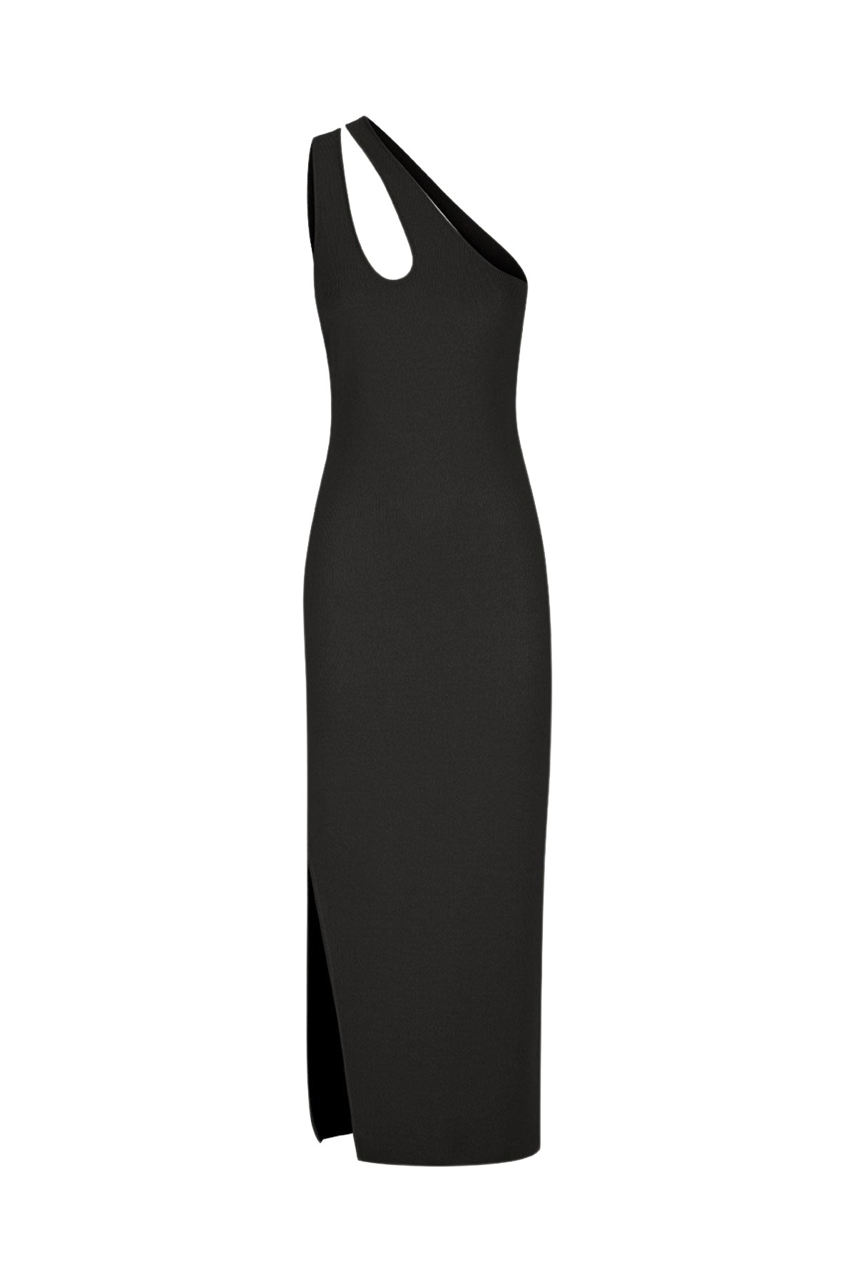 Shona Joy Basic One Shoulder Open Back Midi Dress – Black