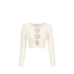 Shona Joy Eve Long Sleeve Keyhole Top Coconut47134 nobg