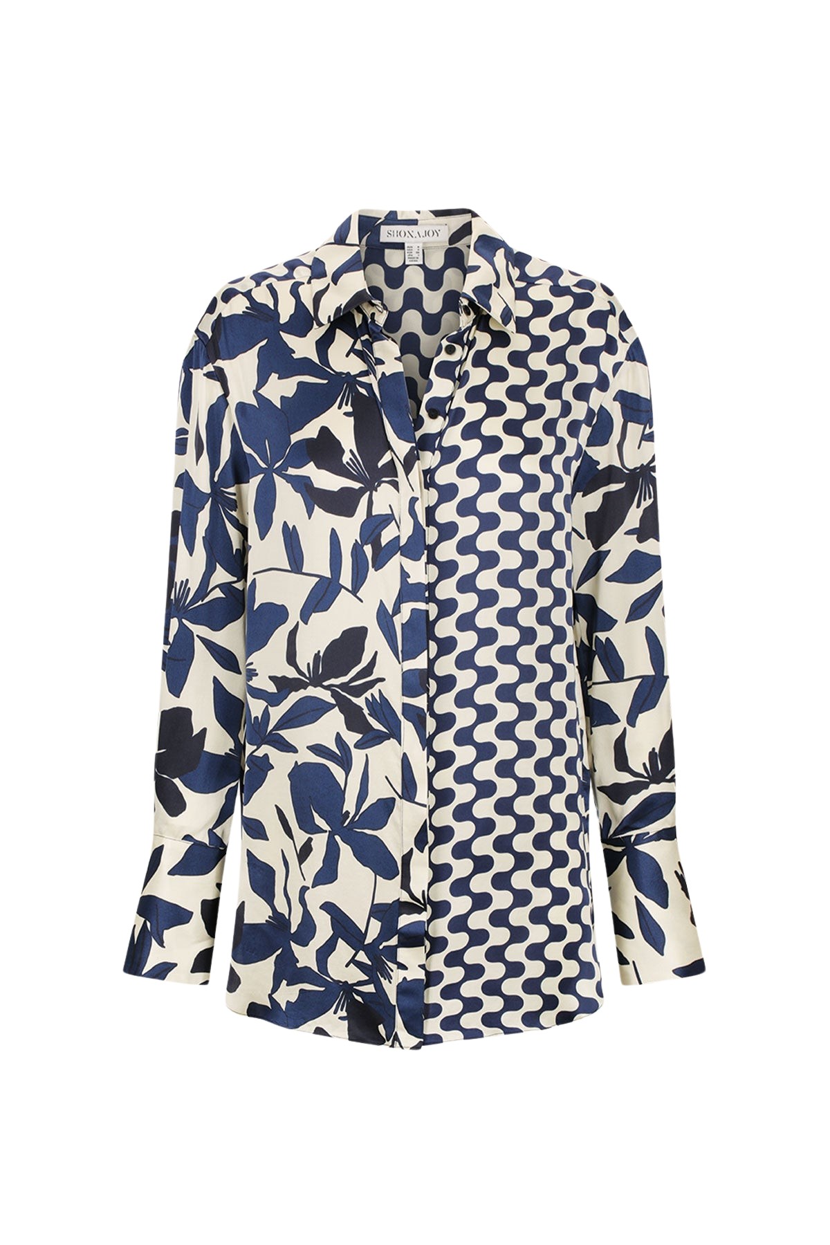 Shona Joy Magnolia Silk Contrast Relaxed Shirt