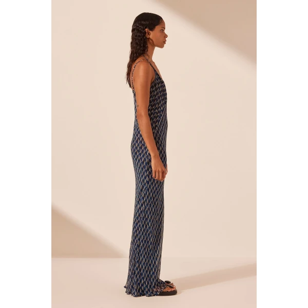 Shona Joy Renata Layered Halter Plunged Slip Maxi Dress