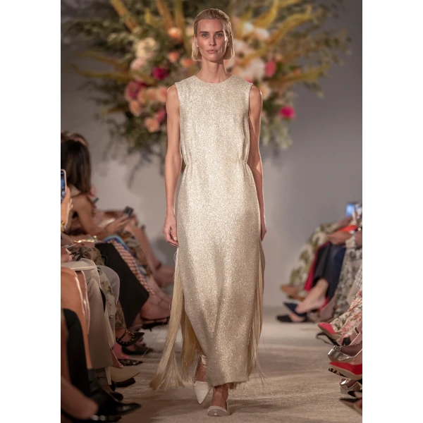 Fringe Dress In Metallic Tweed - Image 5