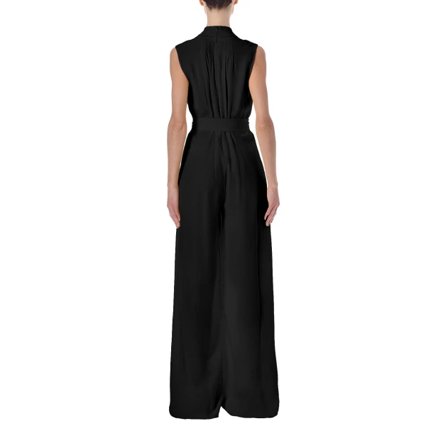 Nansi Jumpsuit In Silk Crepe Black - Image 5