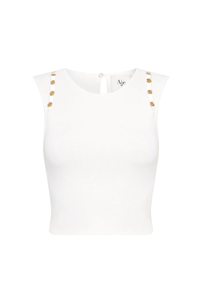 Aje-Juniper-Trinket-Knit-Top Aje Black Tops