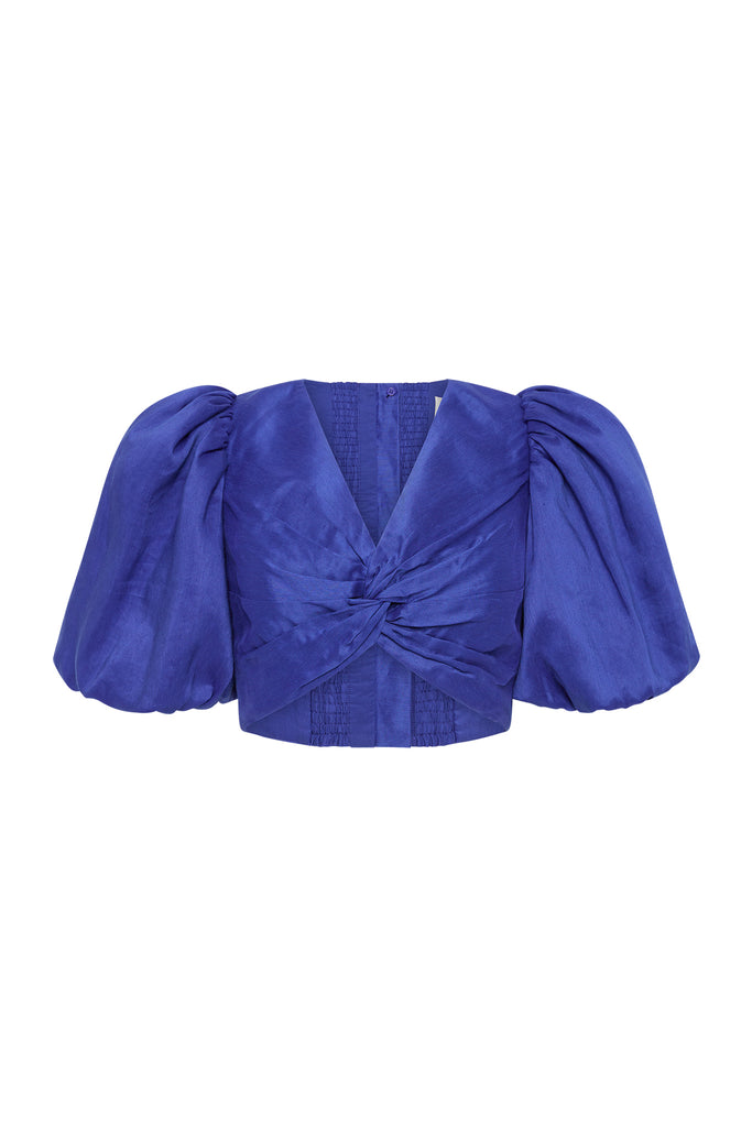 Aje Reverb Puff Sleeve Cropped Top