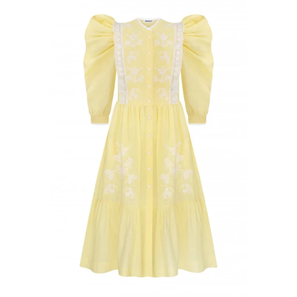 Foberini Family Tree Yellow Midi Dress