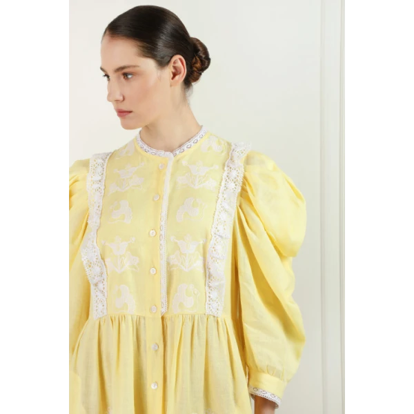 Family Tree Yellow Midi Dress - Image 8