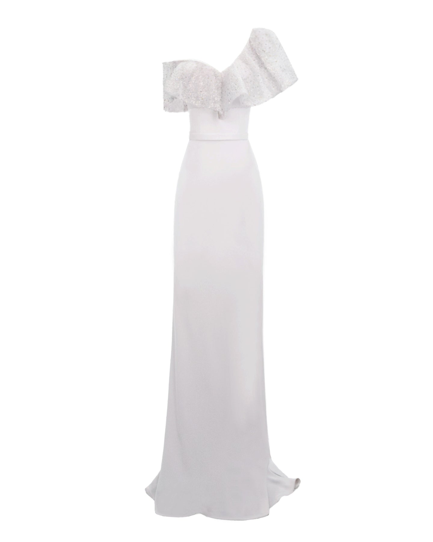 Gemy Maalouf Light Lilac Asymmetrical Neckline Slim-Cut Dress