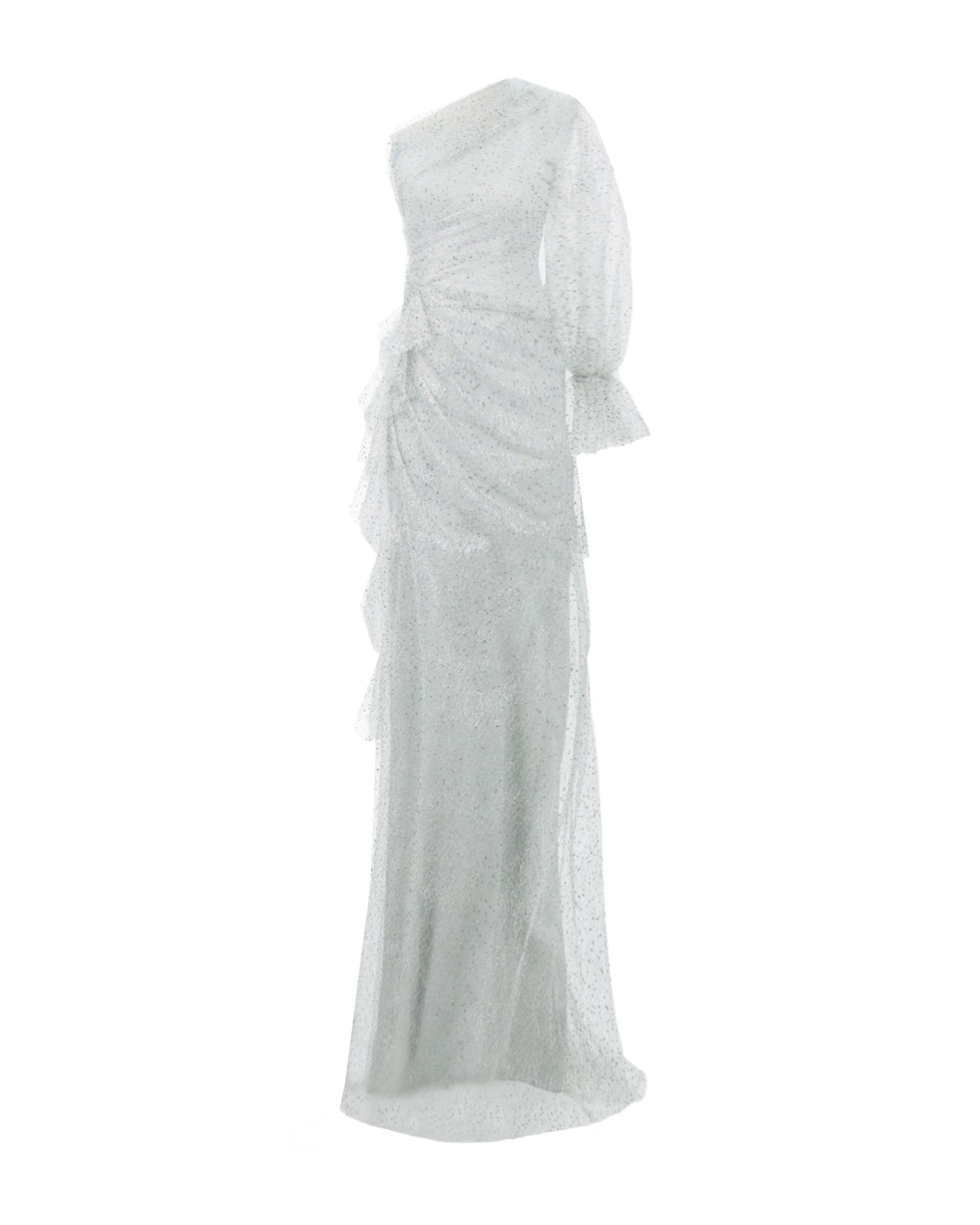 Gemy Maalouf One Shoulder Dress With A Puffed Sleeve