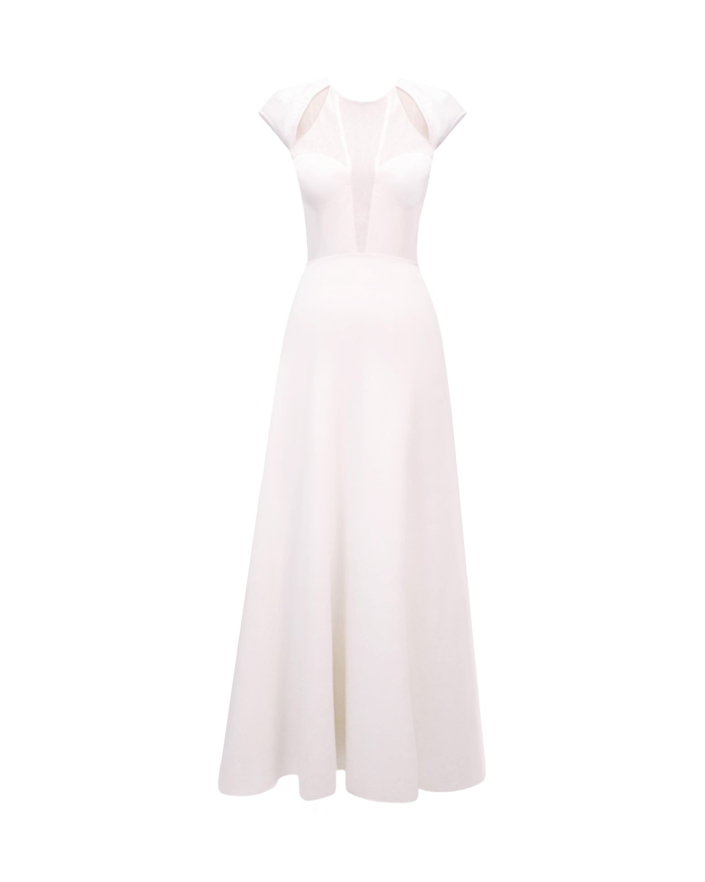 Gemy Maalouf White Knit Midi Dress With Cut-Outs
