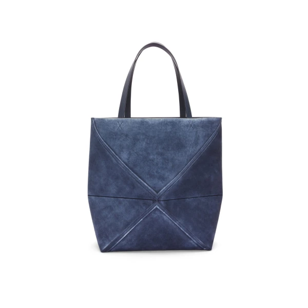 Large Puzzle Fold Tote in suede calfskin - Image 3